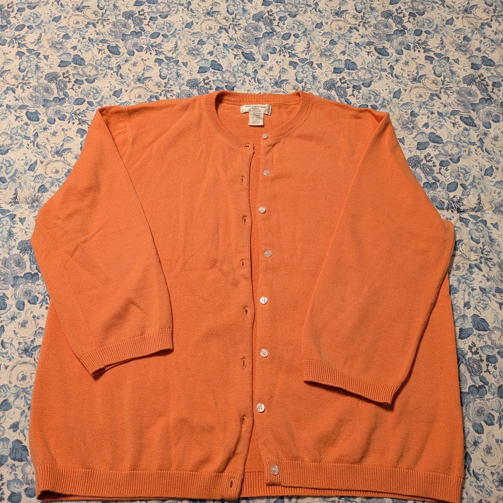 Jones New York Vibrant Melon Cardigan Sweater Set - Picture 3 of 5